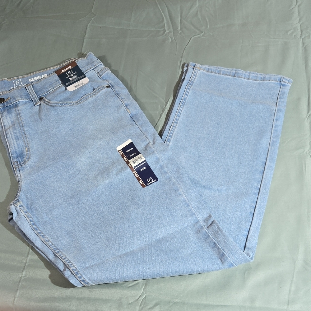 2 Pair George G Men's Light Wash Regular Straight Leg Blue Stretch Jeans 34X32
